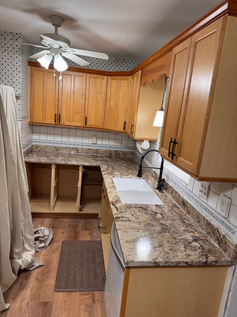 Marble countertop in modern kitchen